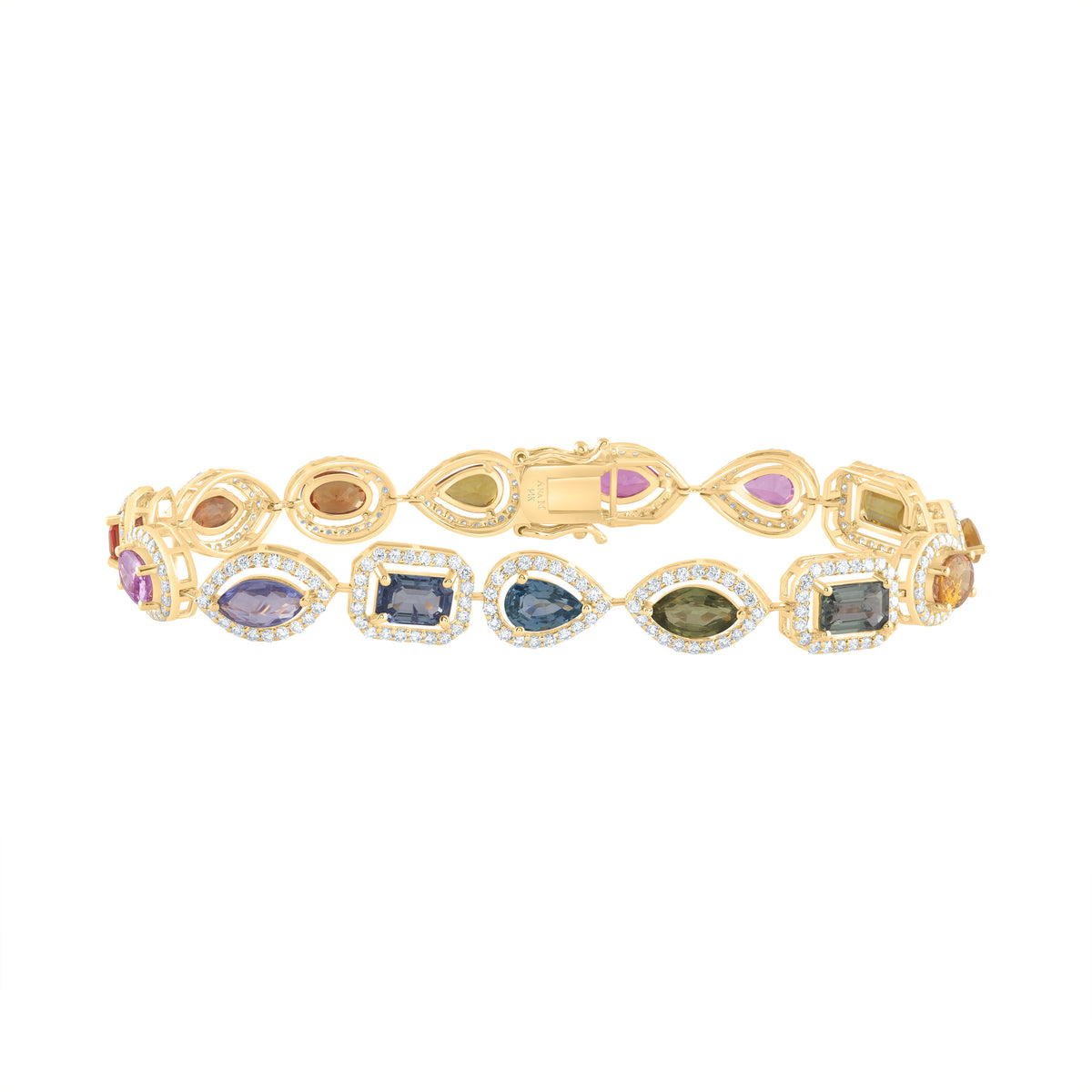 1 7/8CTW-DIA ANA M 8 CTW MQ-PS-EM-OV-NAT GEM MULTI CLR SAPPHIRE BRACELET (7 INCH)