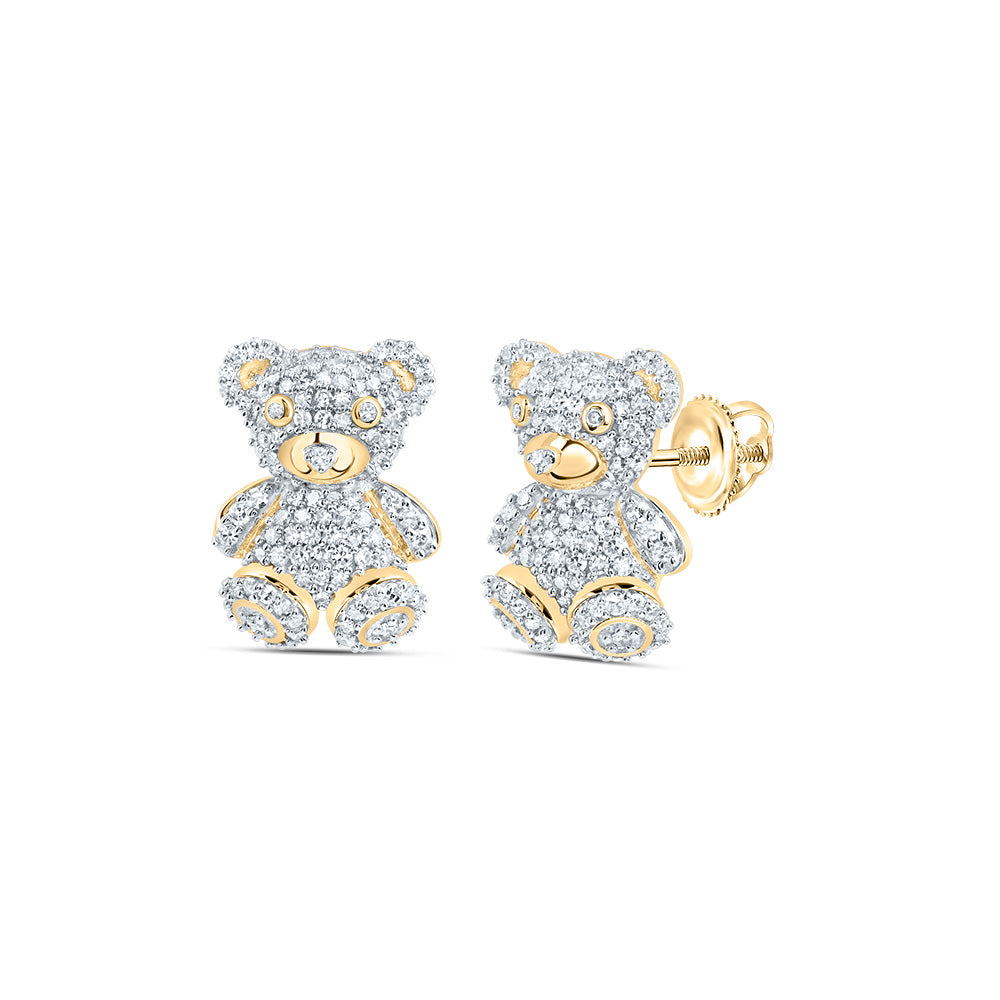 3/4CTW-DIA NK FASHION TEDDY BEAR STUD EARRING