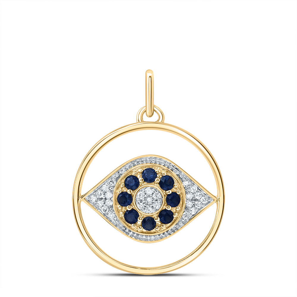 1/10 CTW-DIA CN 1/3CTW-RD-BS NAT GEM EVIL EYE ROUND PENDANT