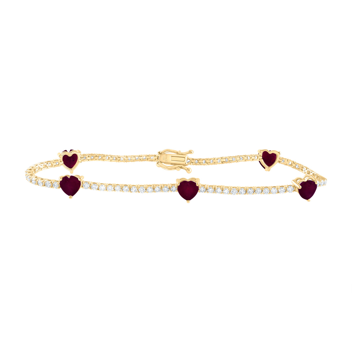 1 1/2CTW-DIA ANA M 3 1/3CTW HT-RU NAT GEM FASHION HEART BRACELET (7 INCH)