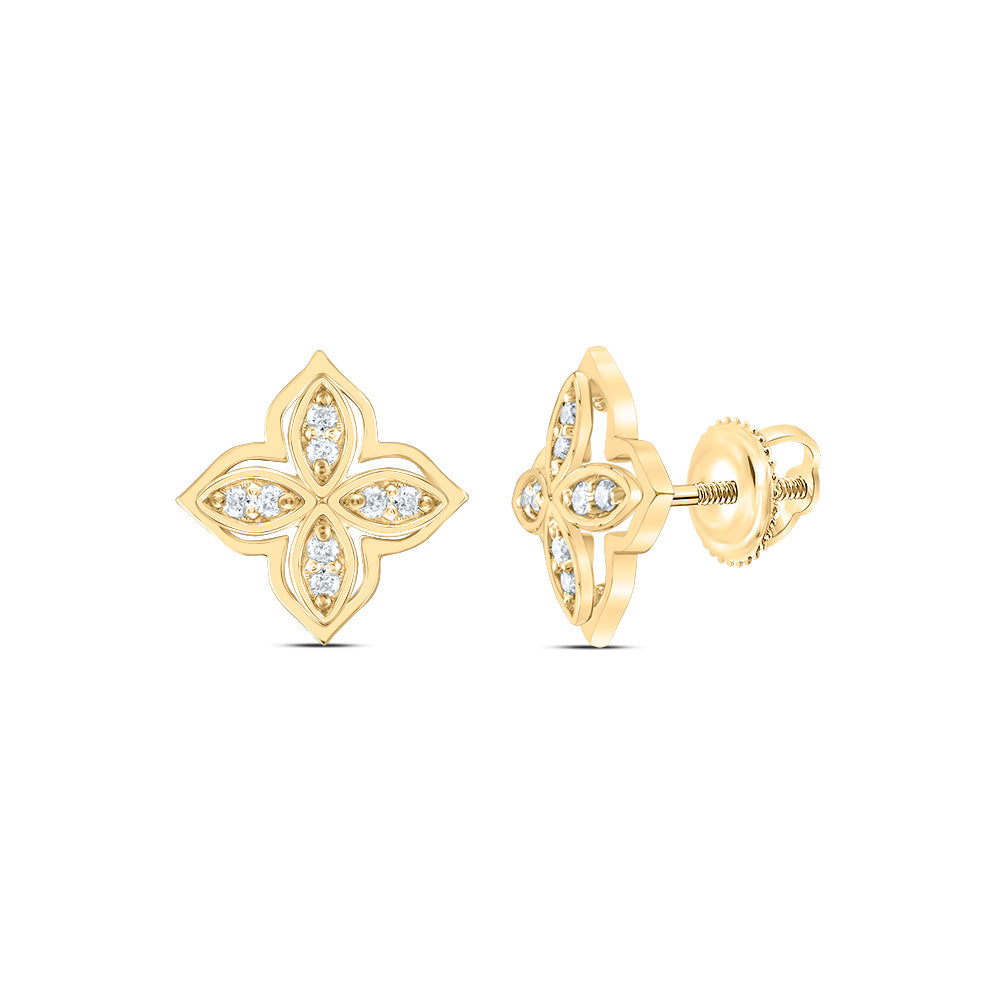 1/10CTW-DIA CN FASHION FLOWER STUD EARRING