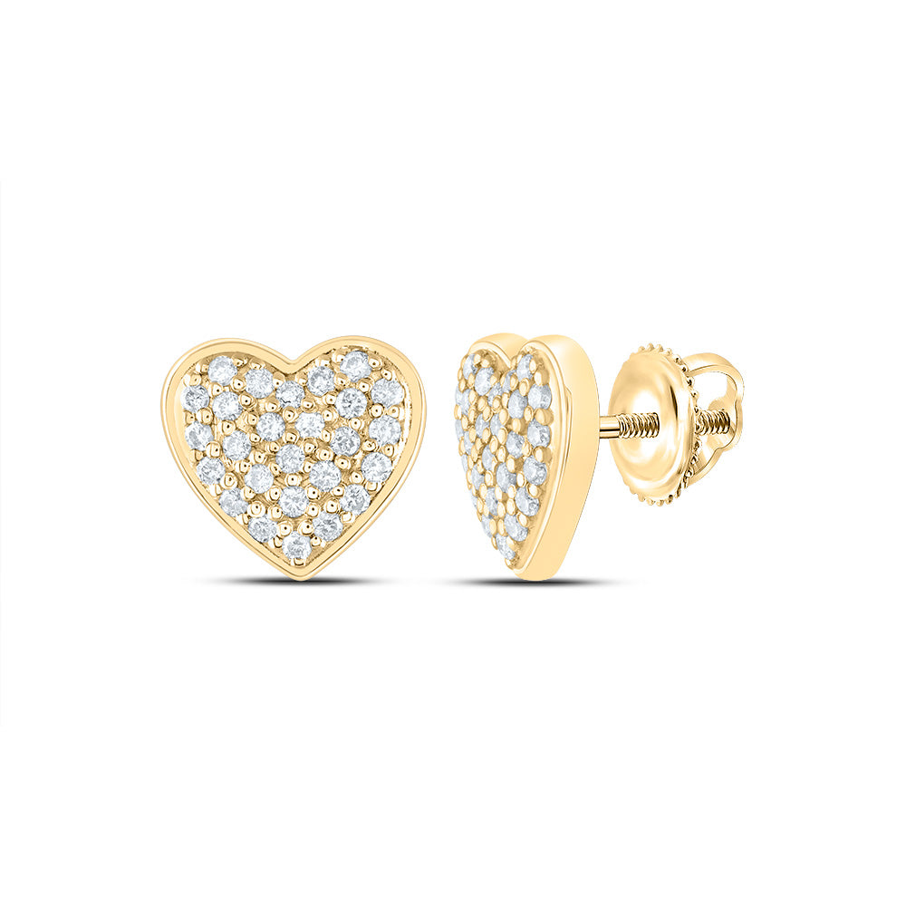 3/8CTW-DIA CN FLOWER FASHION HEART STUD EARRING