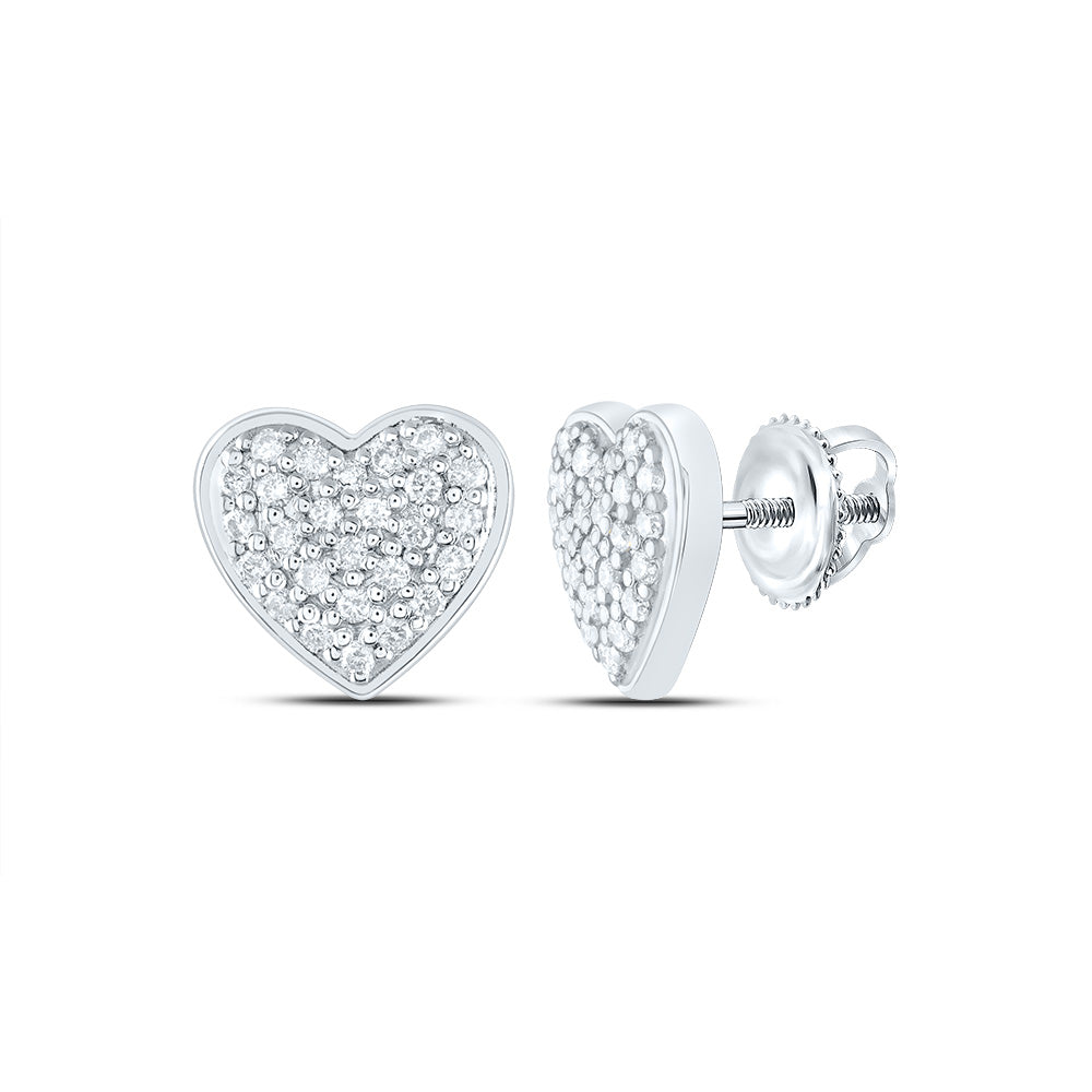 3/8CTW-DIA CN FLOWER FASHION HEART STUD EARRING