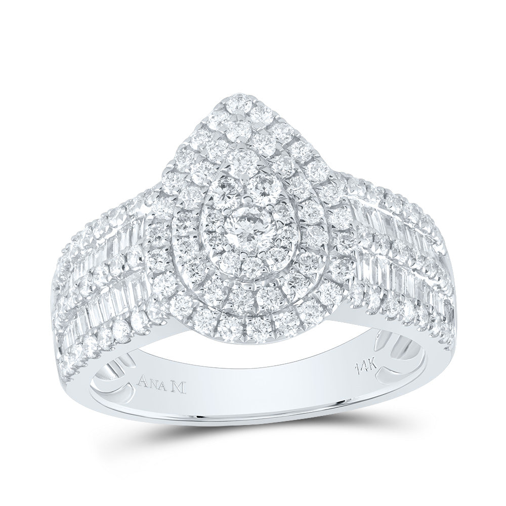 1 3/8CTW-DIA ANA M PEAR DOUBLE HALO BRIDAL RING
