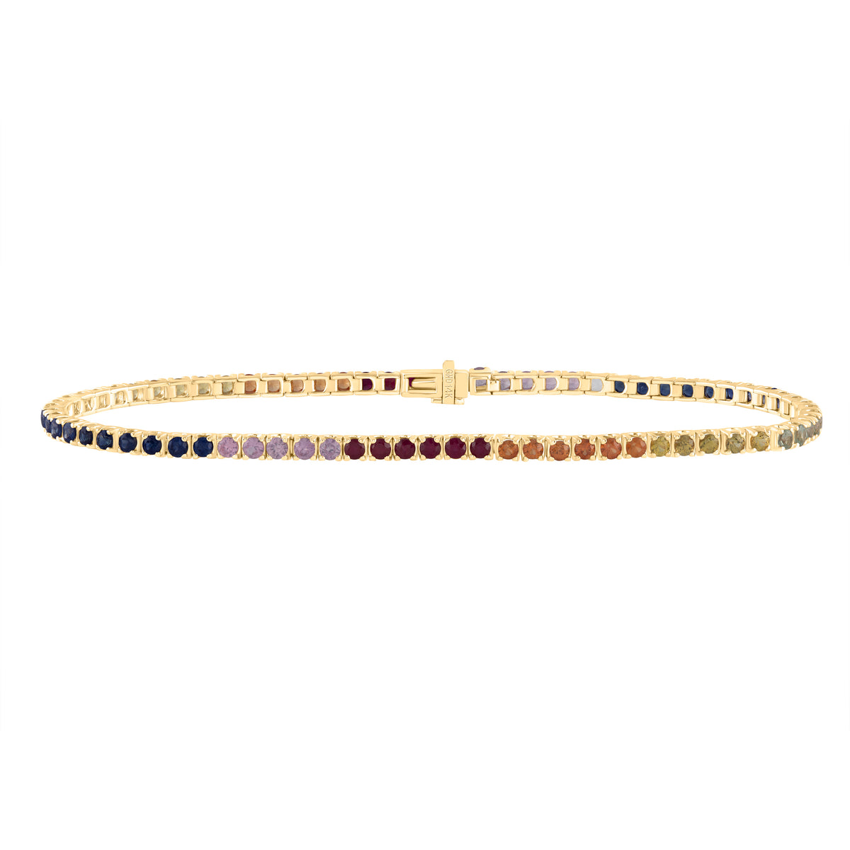 3CTW RD-NAT GEM MULTI CLR SAPPHIRE TENNIS BRACELET (7 INCH)