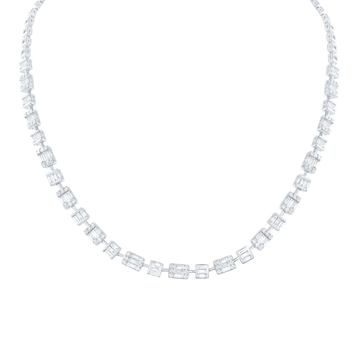 5 CTW-DIA ANA M FASHION BAGUETTE NECKLACE(18 INCH)