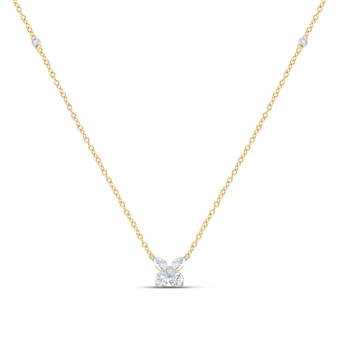 1/3CTW-DIA ANA M FASHION FLOWER NECKLACE(18 INCH)