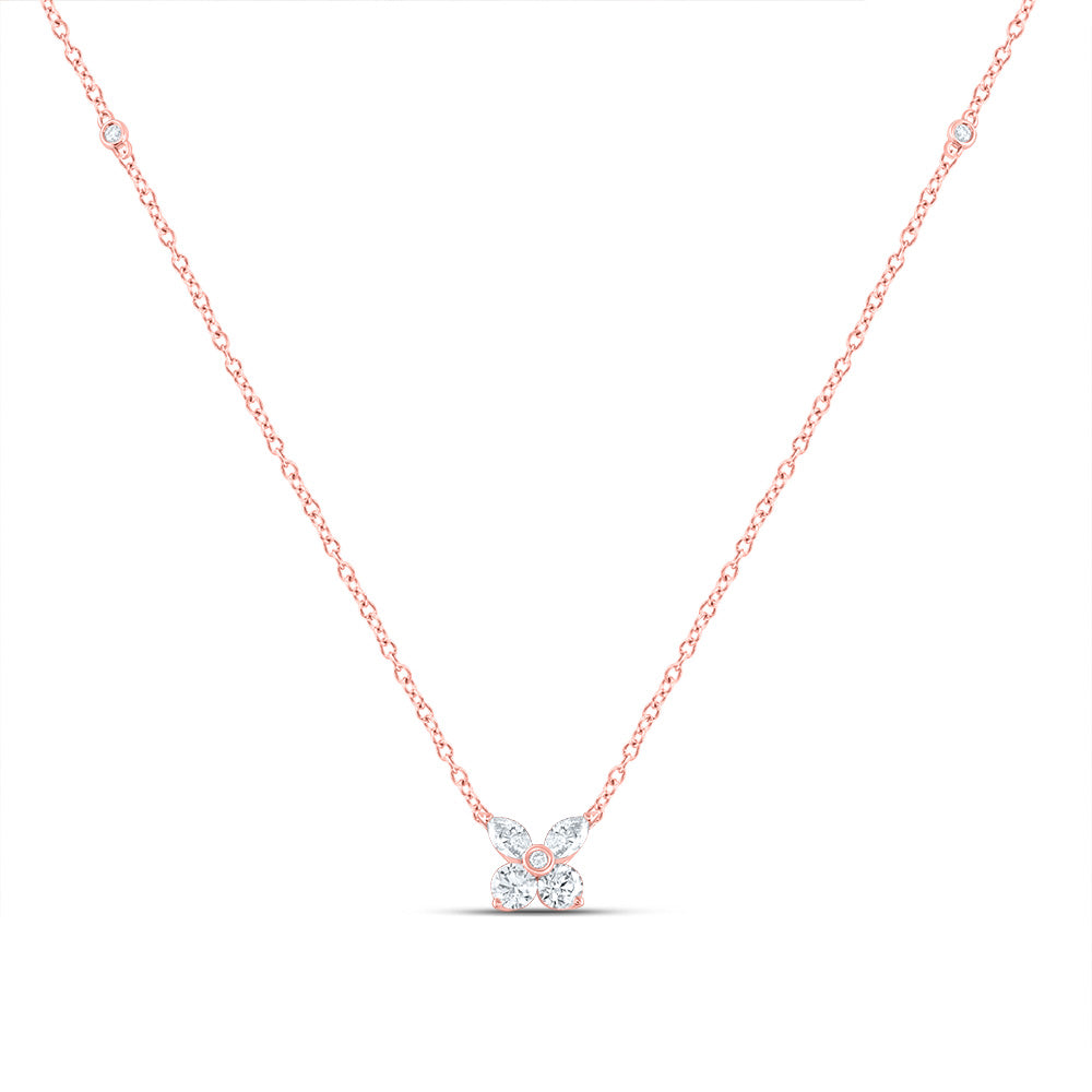 1/3CTW-DIA ANA M FASHION FLOWER NECKLACE(18 INCH)