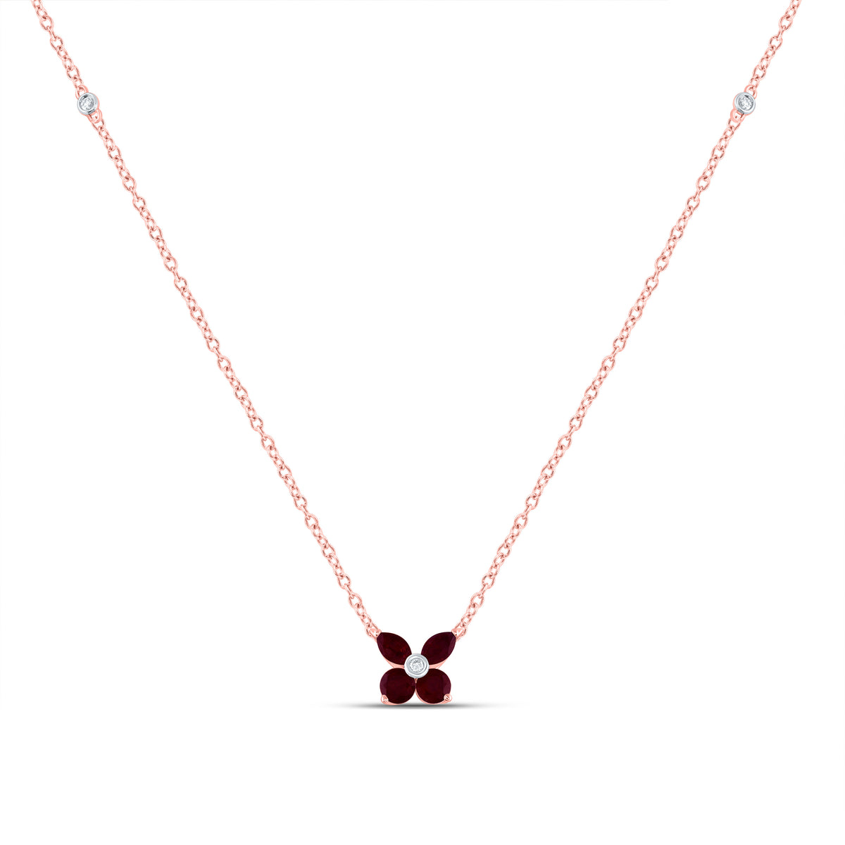 0.02CTW-DIA ANA M 1/5CTW-MQ-RU, 1/5CTW-RD-RU NAT GEM NECKLACE (18 INCH)