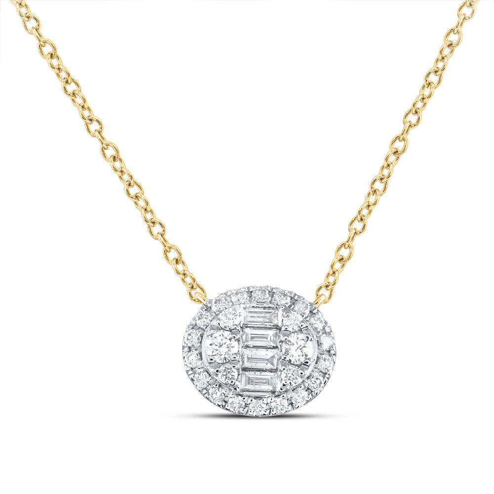 3/8CTW-DIA ANA M FASHION OVAL NECKLACE(18 INCH)