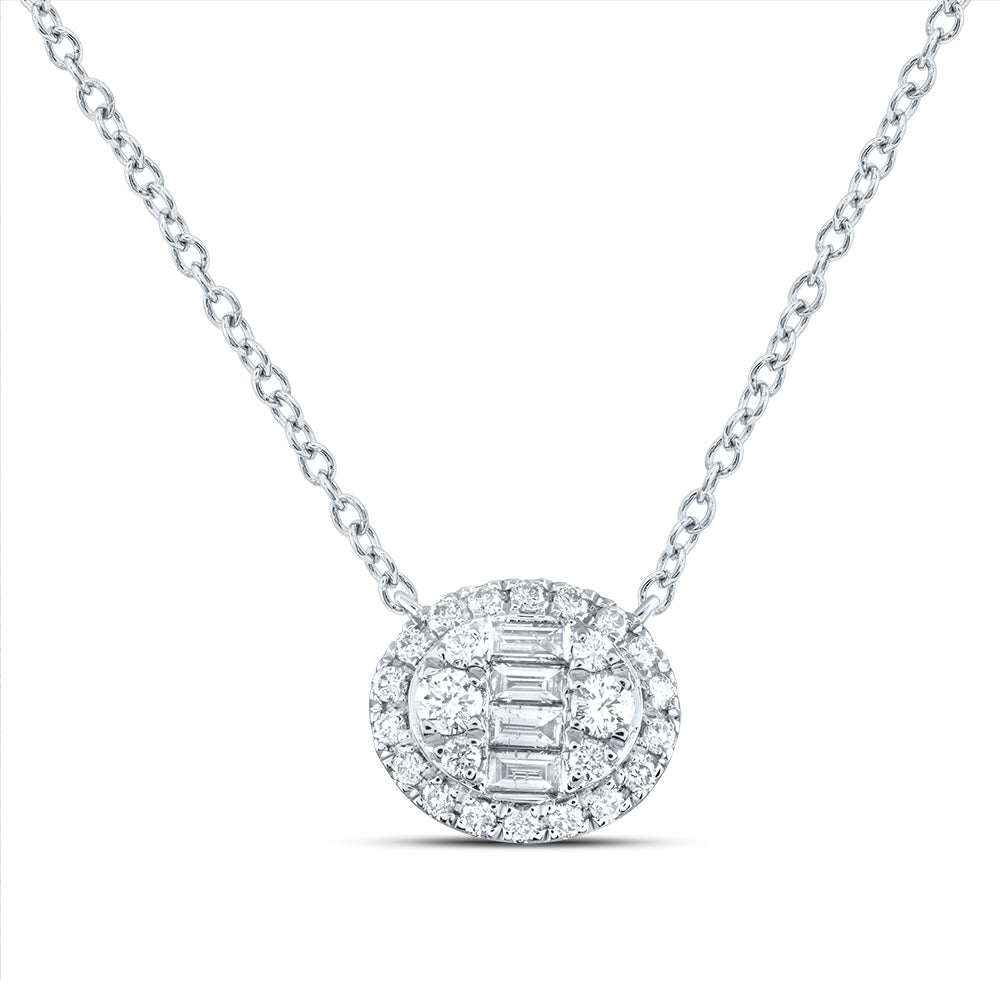 3/8CTW-DIA ANA M FASHION OVAL NECKLACE(18 INCH)