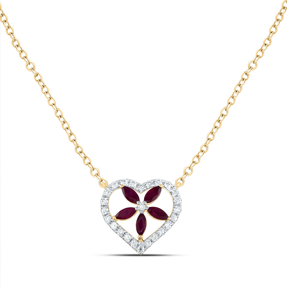 1/6CTW-DIA ANA M 1/4CTW-MQ-RU NAT GEM NECKLACE (18 INCH)