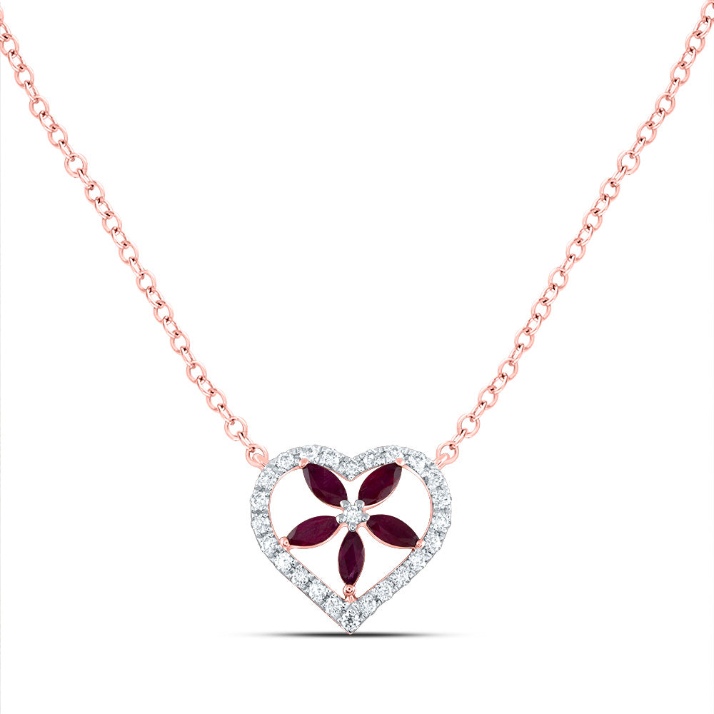 1/6CTW-DIA ANA M 1/4CTW-MQ-RU NAT GEM NECKLACE (18 INCH)