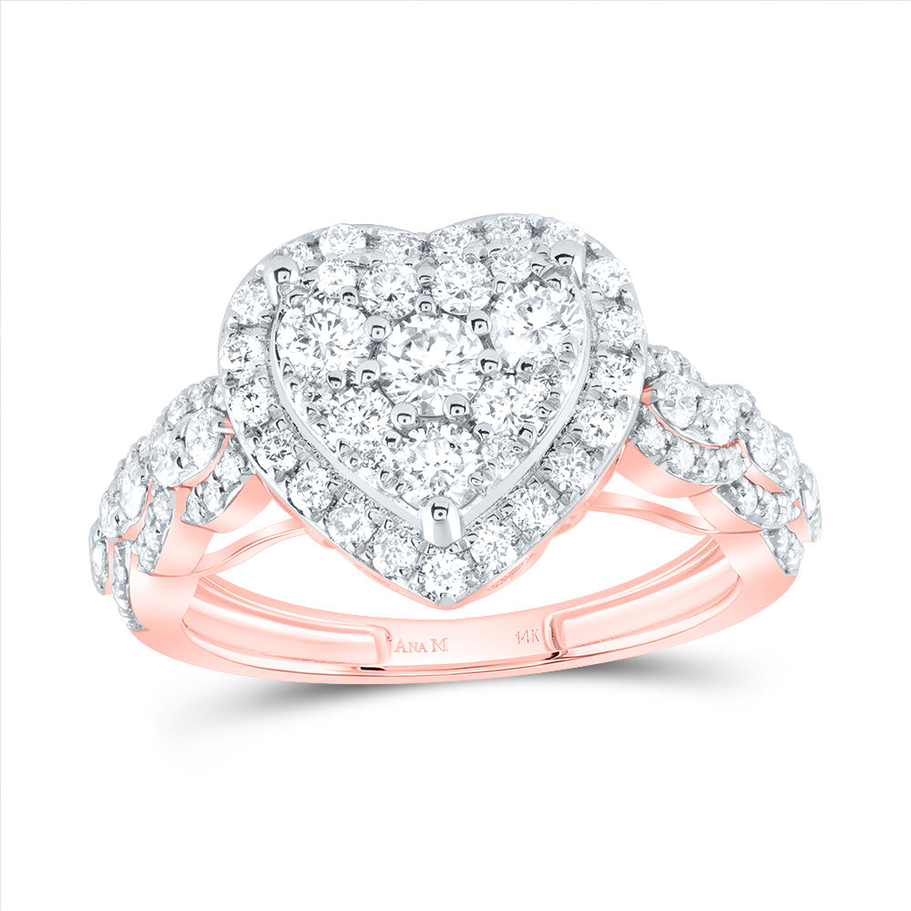 1 1/3CTW-DIA ANA M HEART SINGLE HALO ENGAEMENT RING