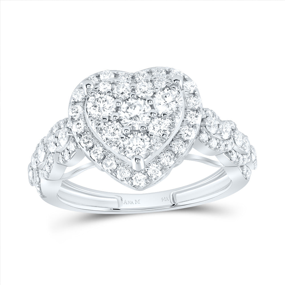 1 1/3CTW-DIA ANA M HEART SINGLE HALO ENGAEMENT RING