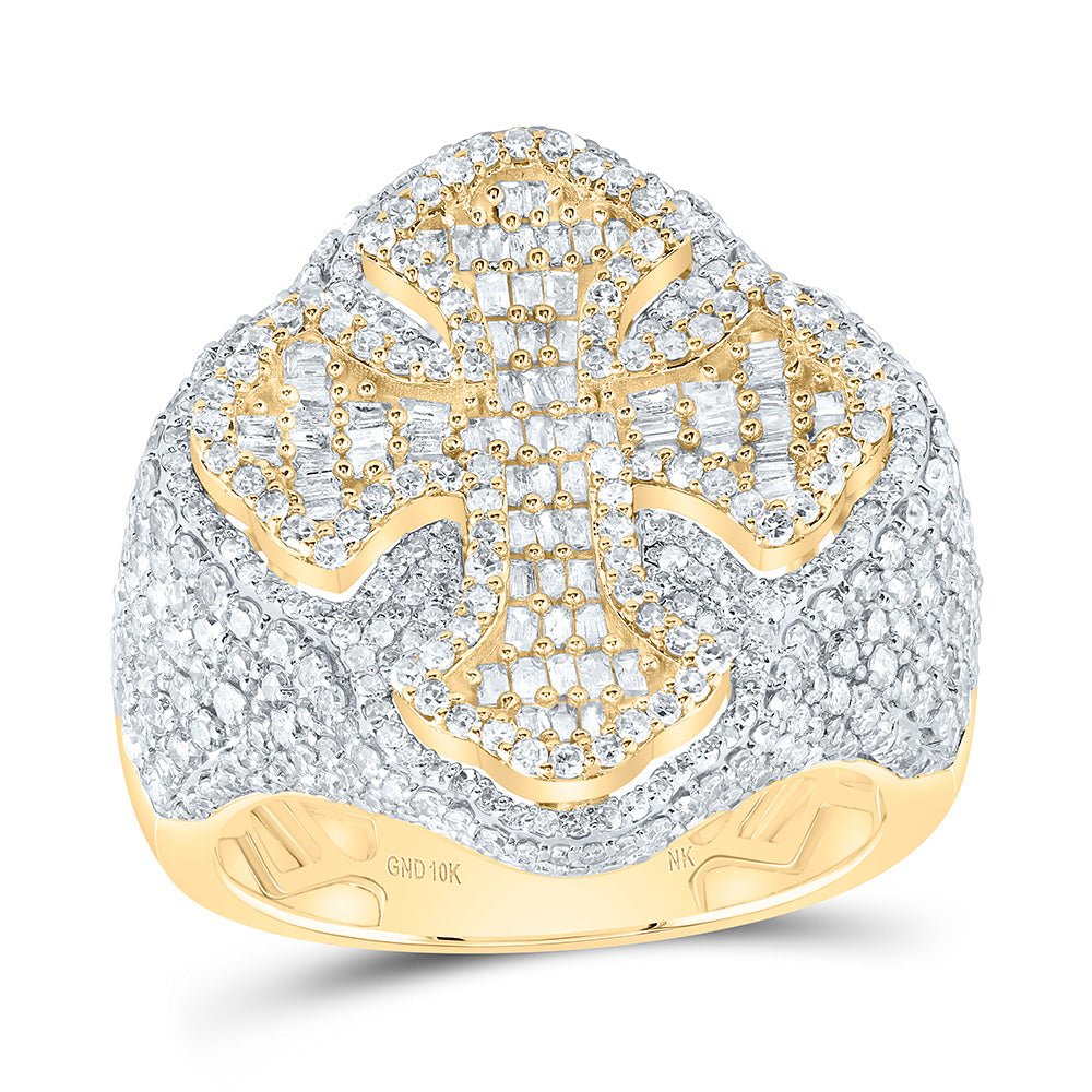 3 CTW-DIA NK CROSS MENS RING