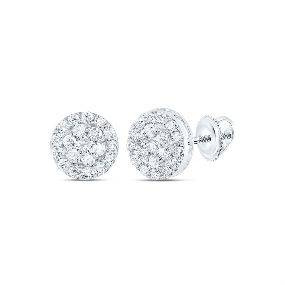 3/4CTW DIA NK ROUND FLOWER STUD EARRING