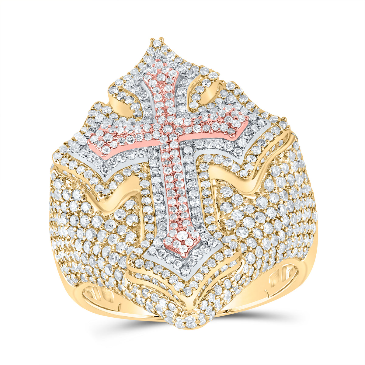 2 7/8CTW-DIA NK CROSS MENS RING