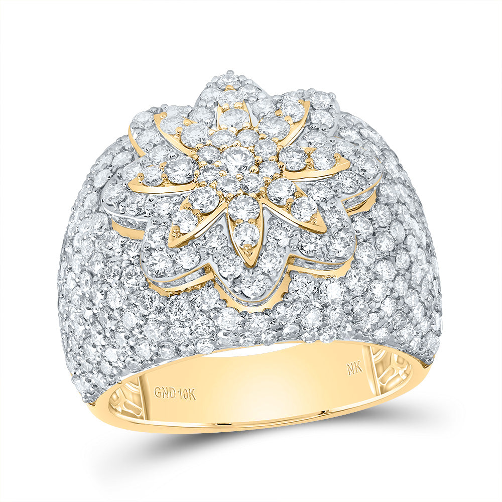 3 1/4CTW-DIA NK FASHION 8-PETAL-FLOWER RING