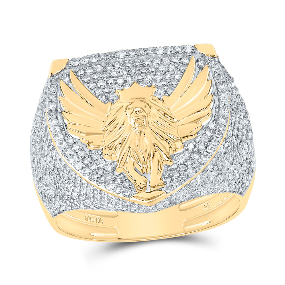 1 7/8CTW-DIA NK LION MENS RING