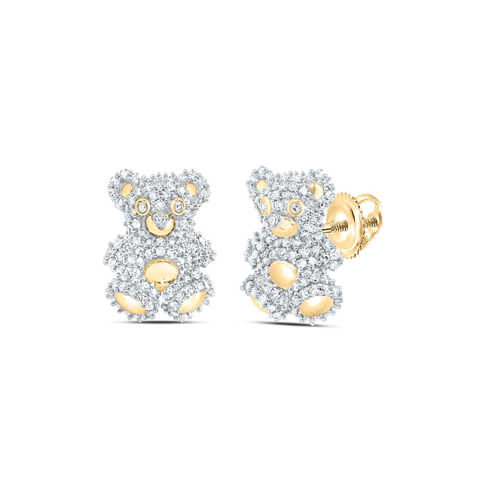 3/4CTW-DIA NK FASHION TEDDY BEAR STUD EARRING