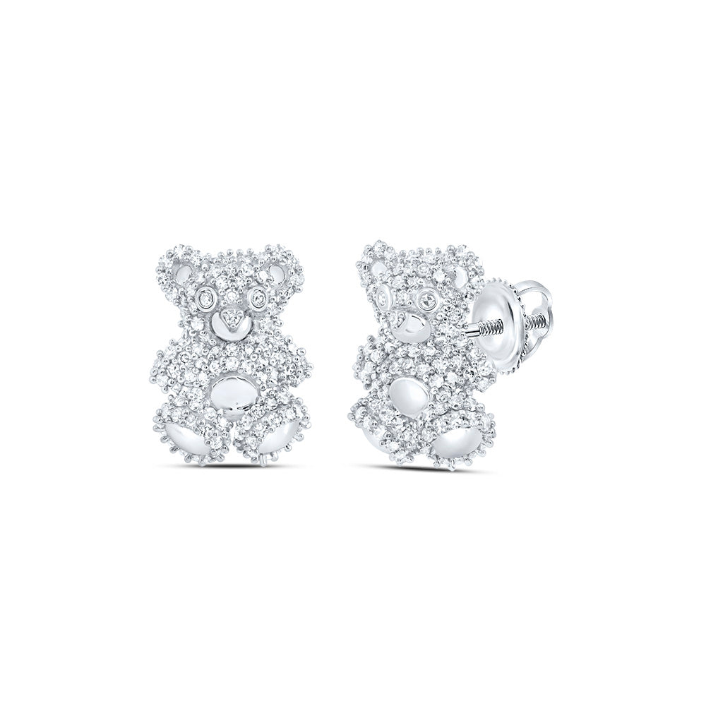 3/4CTW-DIA NK FASHION TEDDY BEAR STUD EARRING