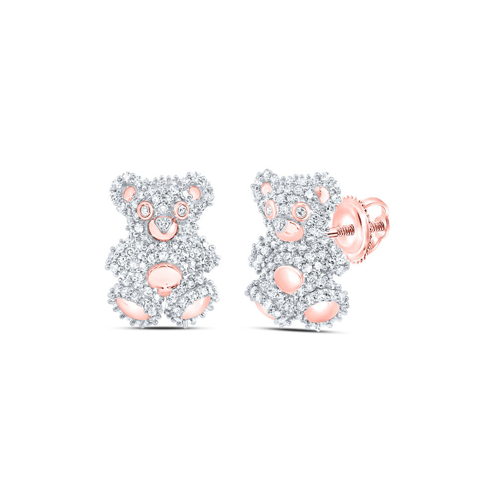 3/4CTW-DIA NK FASHION TEDDY BEAR STUD EARRING