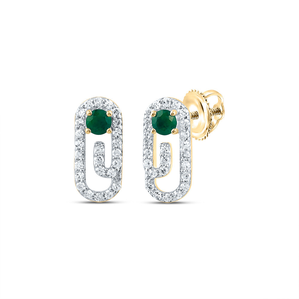 1/5CTW-DIA CN 2.5MM RD-EM NAT GEM PAPER CLIP STUD EARRING