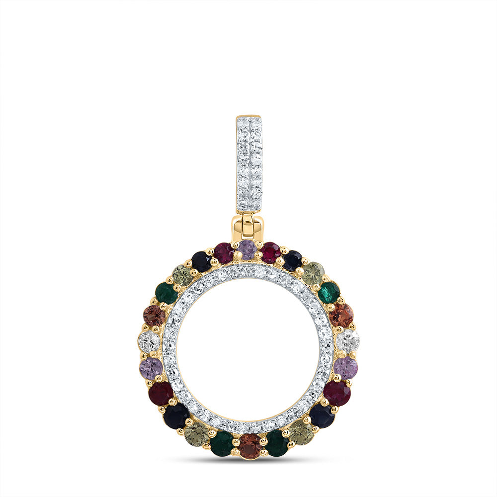 1/5CTW-DIA CN 1/2CTW RD-NAT GEM MULTI CLR SAPPHIRE ROUND PENDANT
