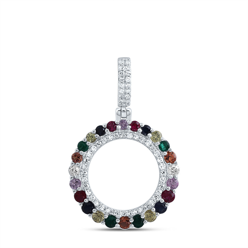 1/5CTW-DIA CN 1/2CTW RD-NAT GEM MULTI CLR SAPPHIRE ROUND PENDANT