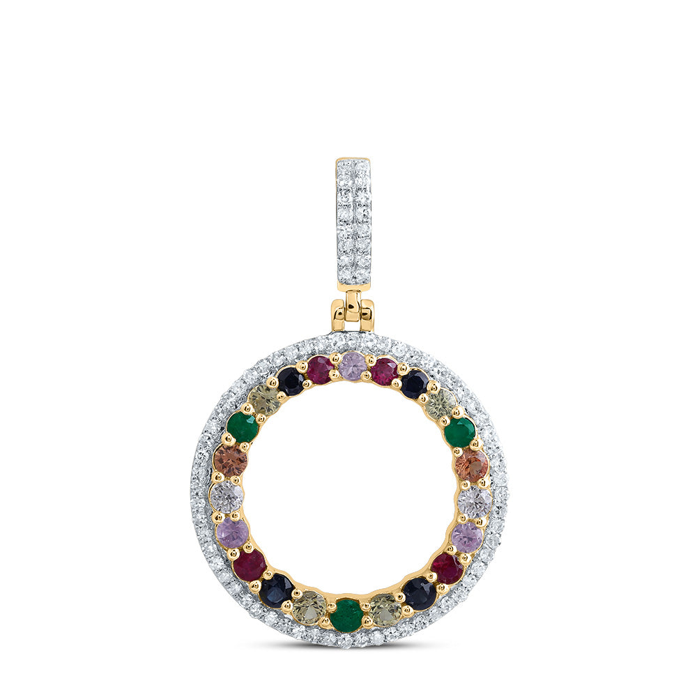 1/5CTW-DIA CN 1/2CTW RD-NAT GEM MULTI CLR SAPPHIRE ROUND PENDANT
