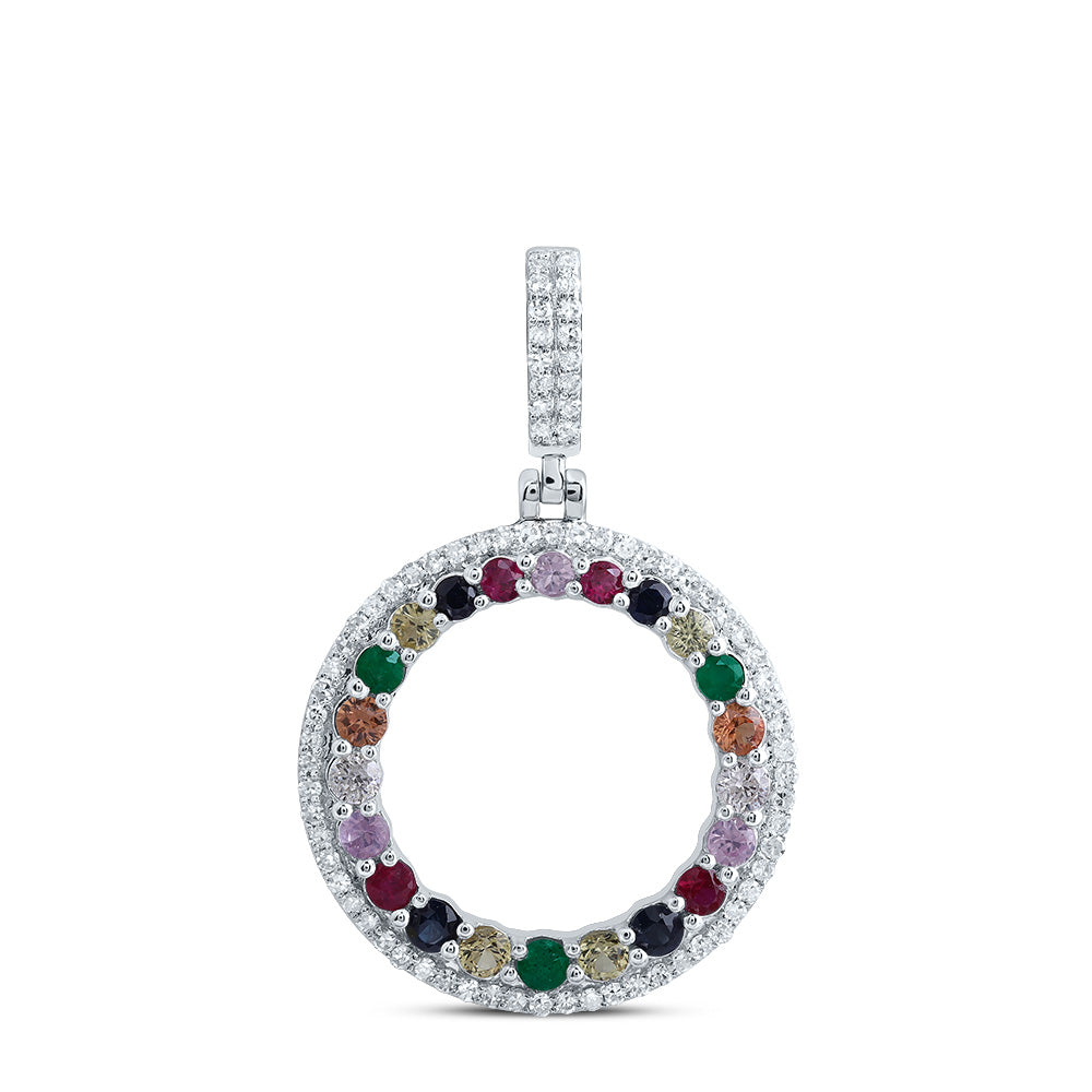 1/5CTW-DIA CN 1/2CTW RD-NAT GEM MULTI CLR SAPPHIRE ROUND PENDANT
