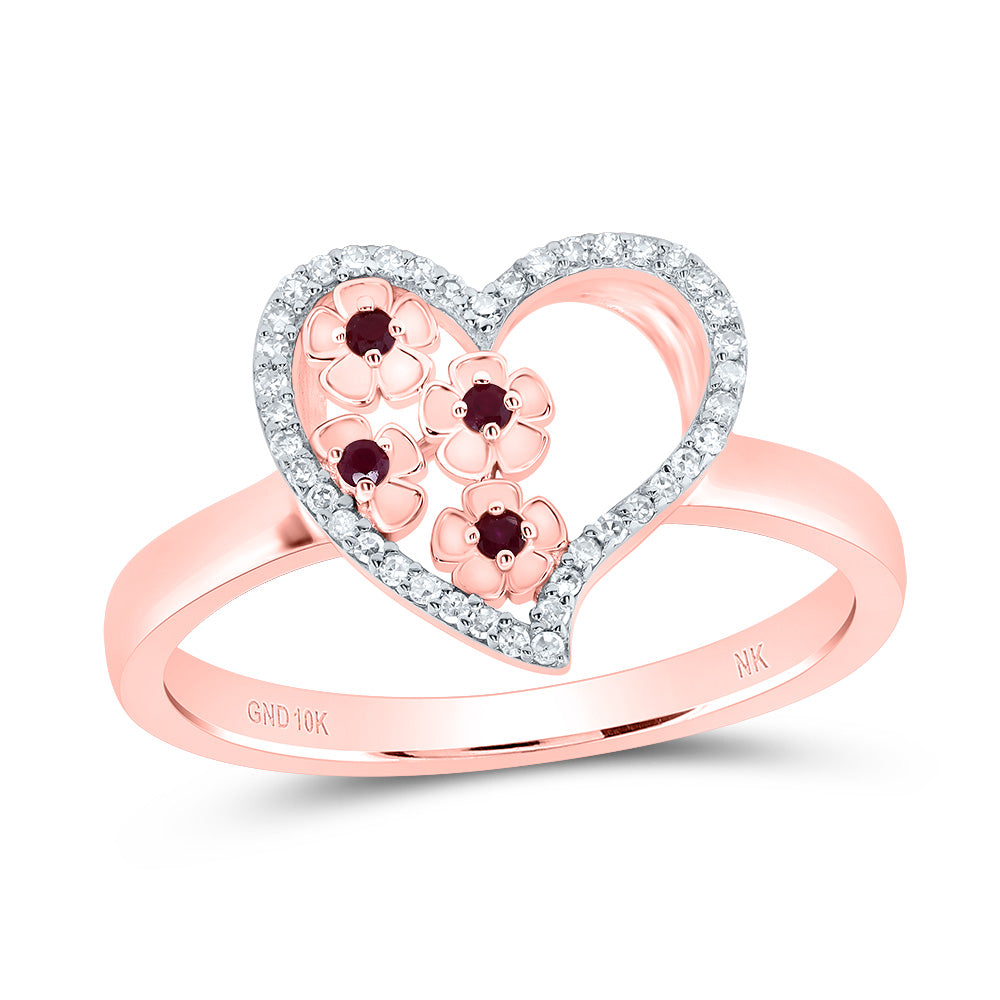 1/10CTW-DIA NK 1/20CTW-RD-RU NAT GEM HEART RING