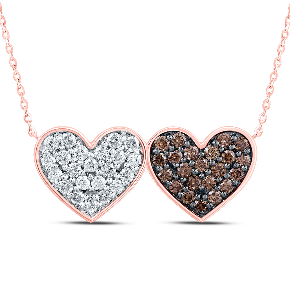 1CTW-DIA P1 COGNAC NATURAL HEART NECKLACE (18 INCH)