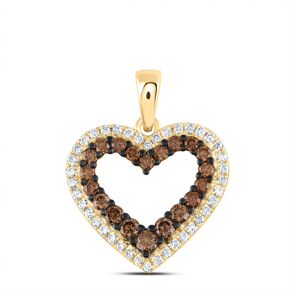 1/2CTW-DIA ANA M COGNAC NATURAL HEART PENDANT