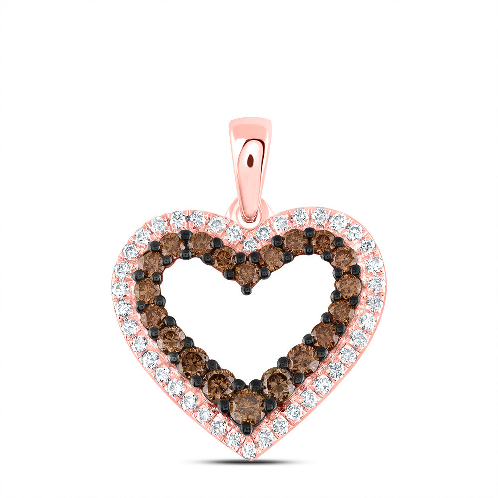 1/2CTW-DIA ANA M COGNAC NATURAL HEART PENDANT