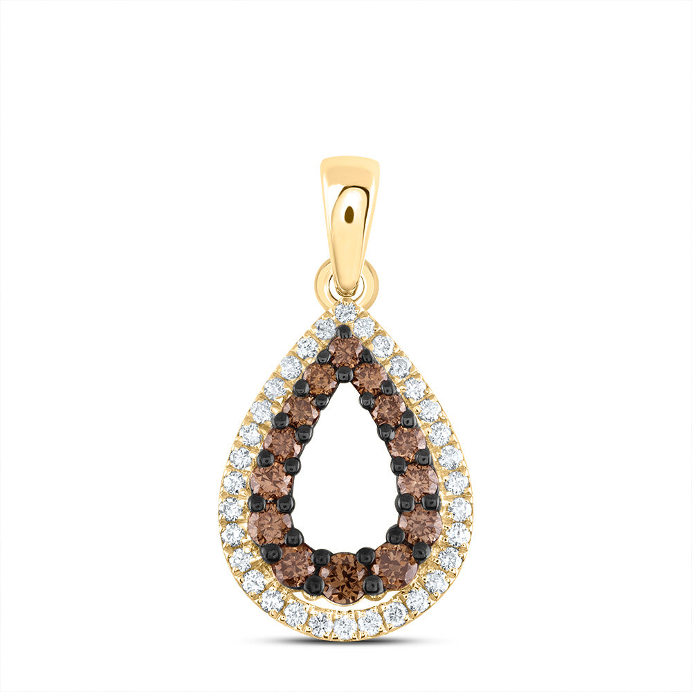 3/8CTW-DIA ANA M COGNAC NATURAL PEAR PENDANT