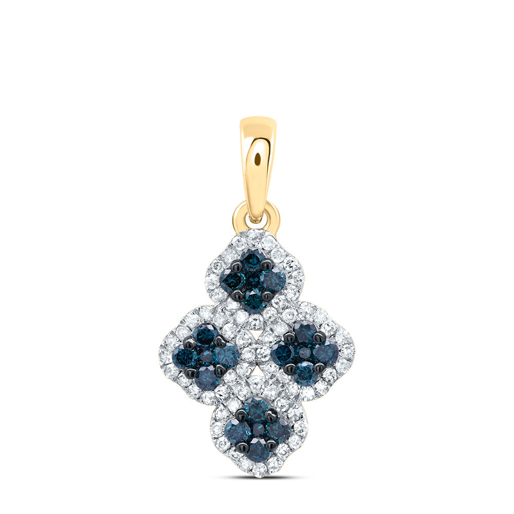 3/8CTW-DIA P1 GIFT BLUE DIAMOND CLOVER  PENDANT