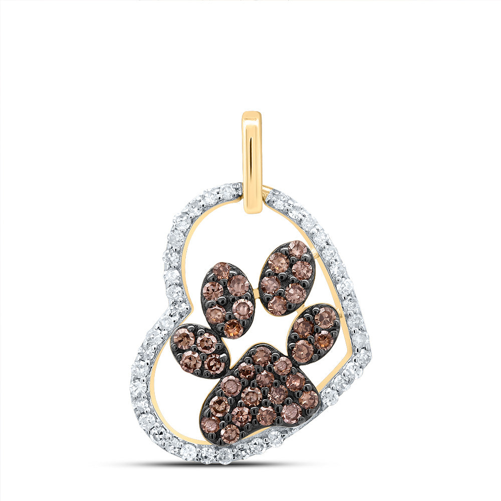 1/4CTW-DIA P1 GIFT COGNAC NATURAL DIAMOND HEART PAW PENDANT