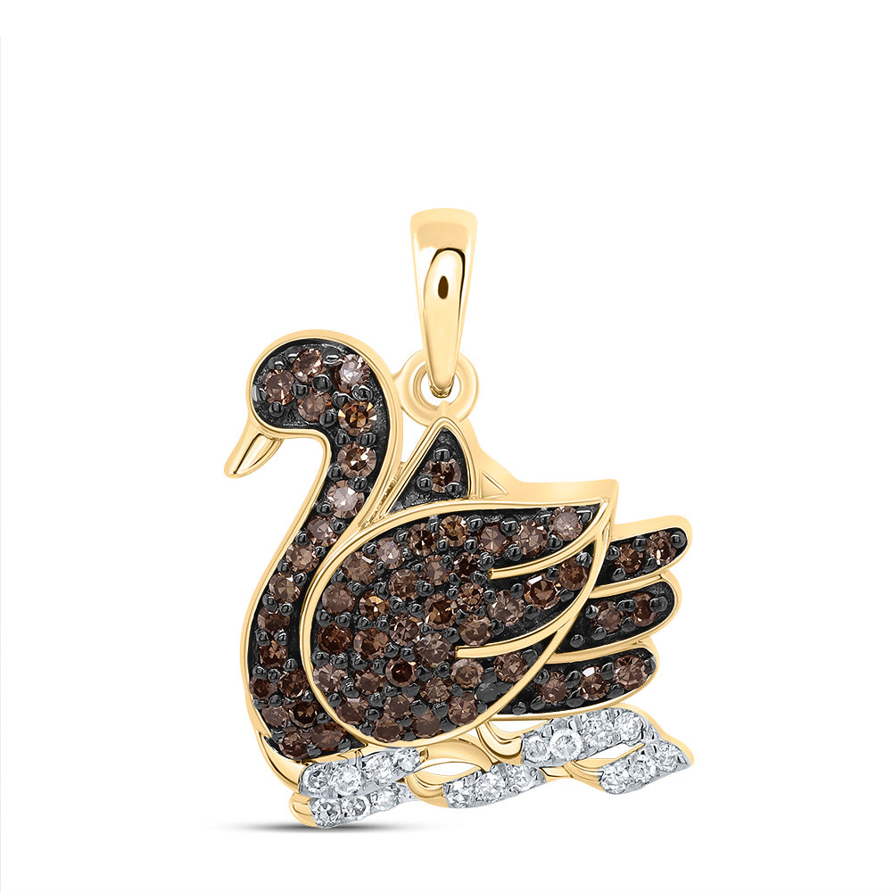 1/3CTW-DIA P1 GIFT COGNAC NATURAL DIAMOND SWAN PENDANT