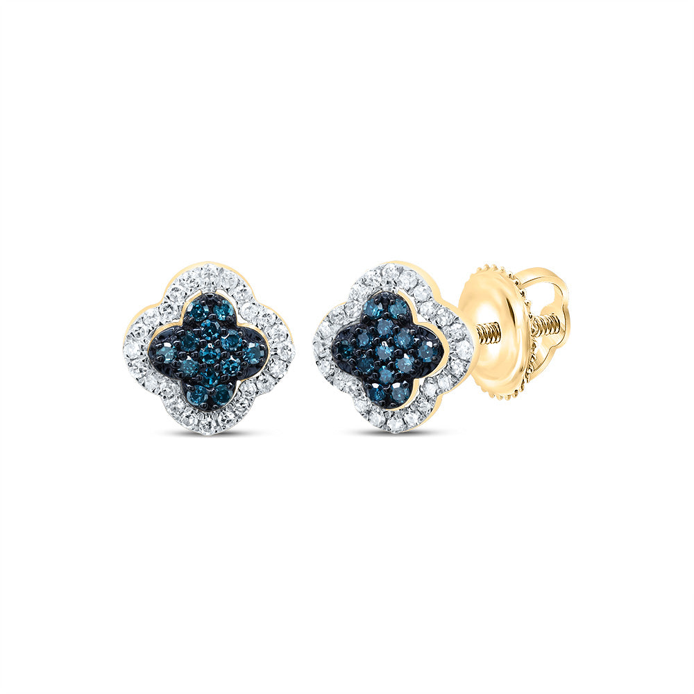 1/5CTW-DIA P1 GIFT BLUE DIAMOND CLOVER STUD EARRING