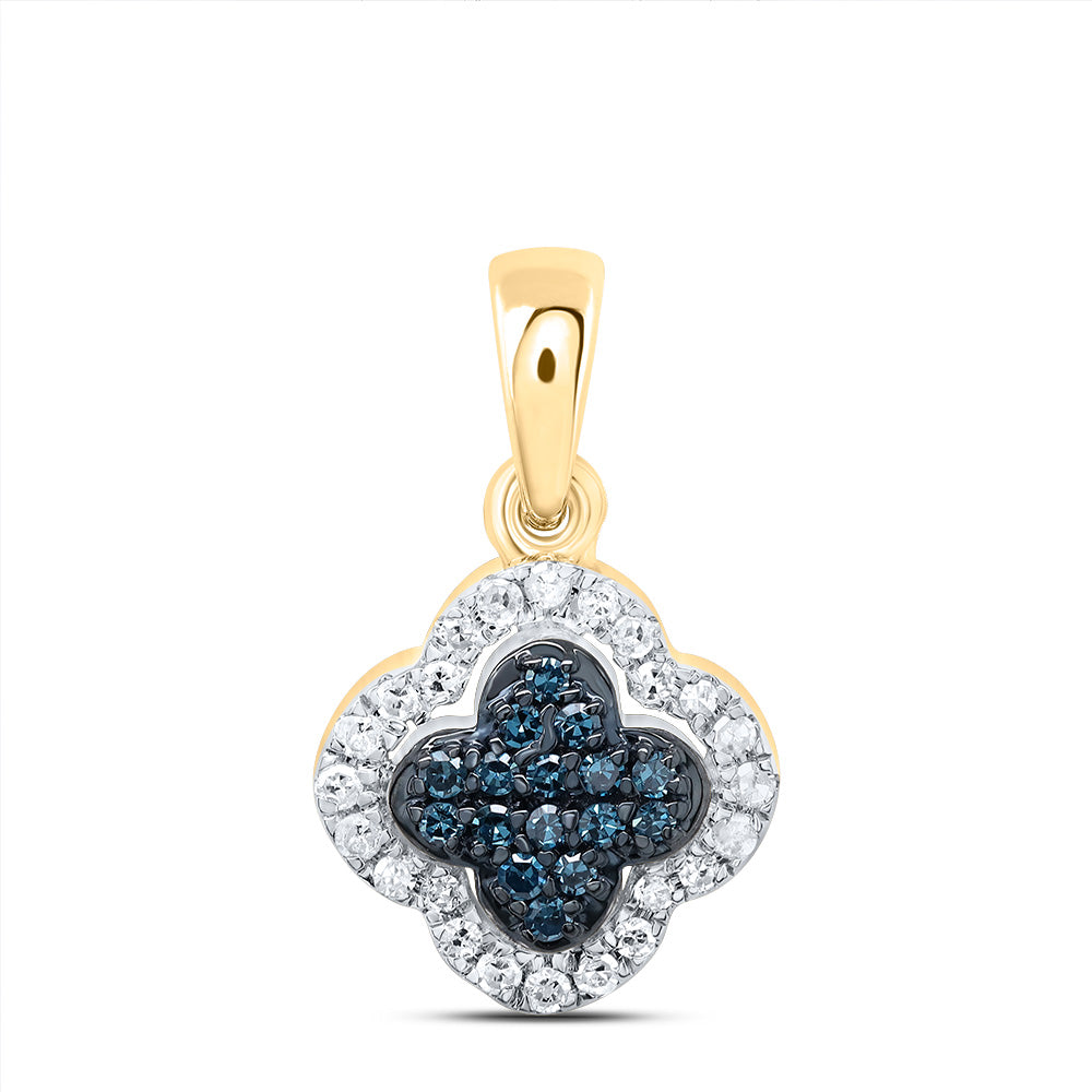 1/6CTW-DIA P1 GIFT BLUE DIAMOND CLOVER  PENDANT