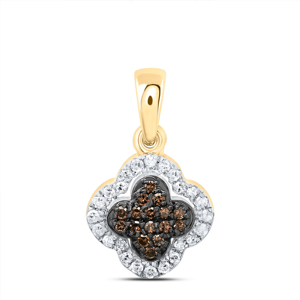 1/6CTW-DIA P1 GIFT COGNAC NATURAL DIAMOND CLOVER PENDANT