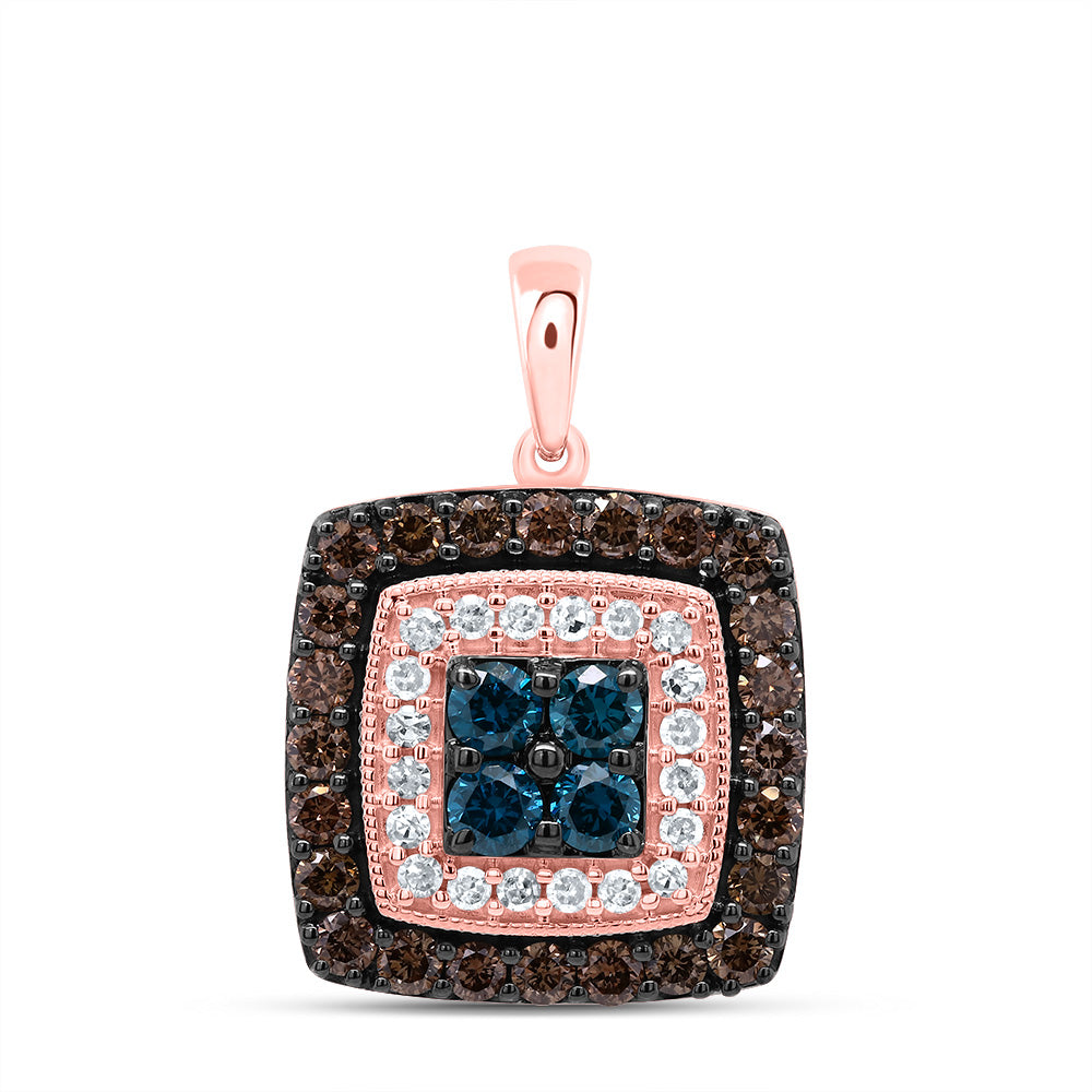3/4CTW-DIA P1 GIFT COGNAC NATURAL, BLUE-DIA SQUARE PENDANT