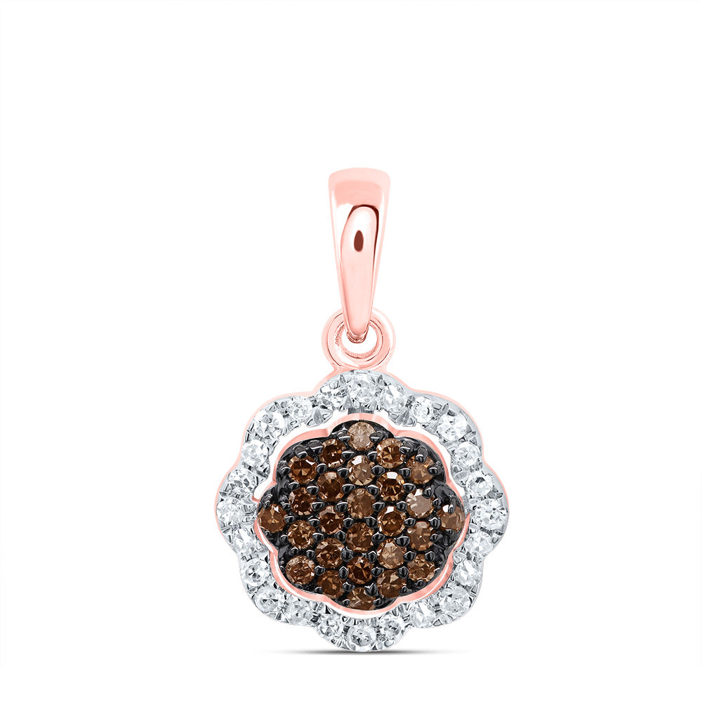 1/5CTW-DIA P1 GIFT COGNAC NATURAL DIAMOND FLOWER PENDANT