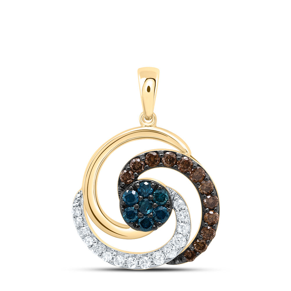 3/8CTW-DIA P1 GIFT COGNAC NATURAL, BLUE-DIA ROUND PENDANT