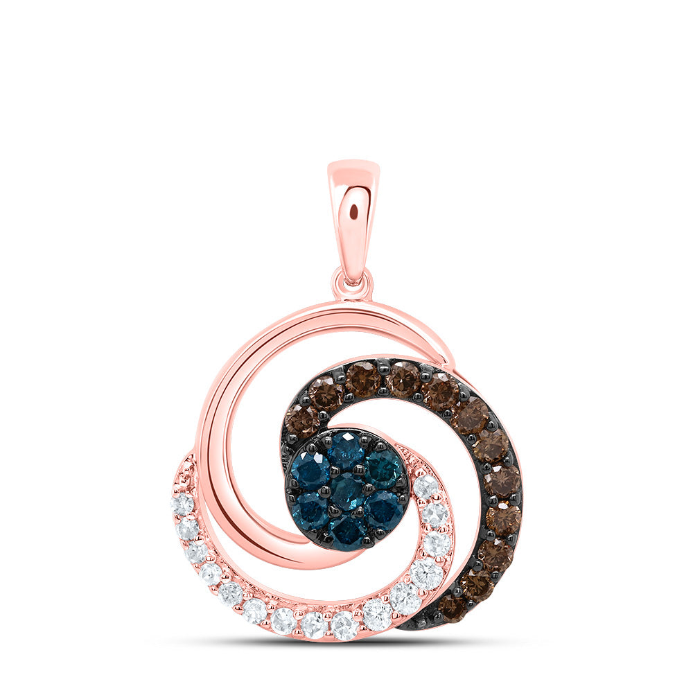 3/8CTW-DIA P1 GIFT COGNAC NATURAL, BLUE-DIA ROUND PENDANT
