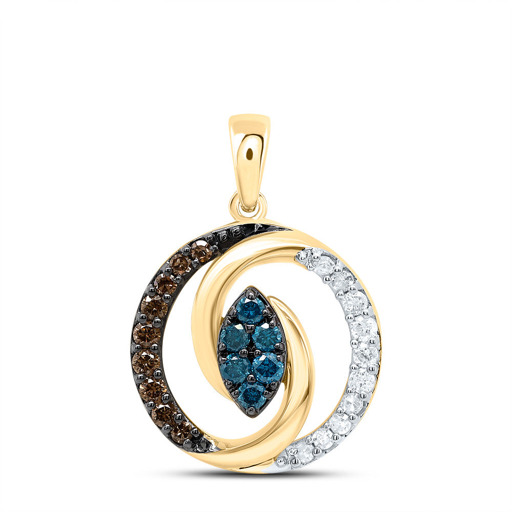 1/3CTW-DIA P1 GIFT COGNAC NATURAL, BLUE-DIA ROUND PENDANT