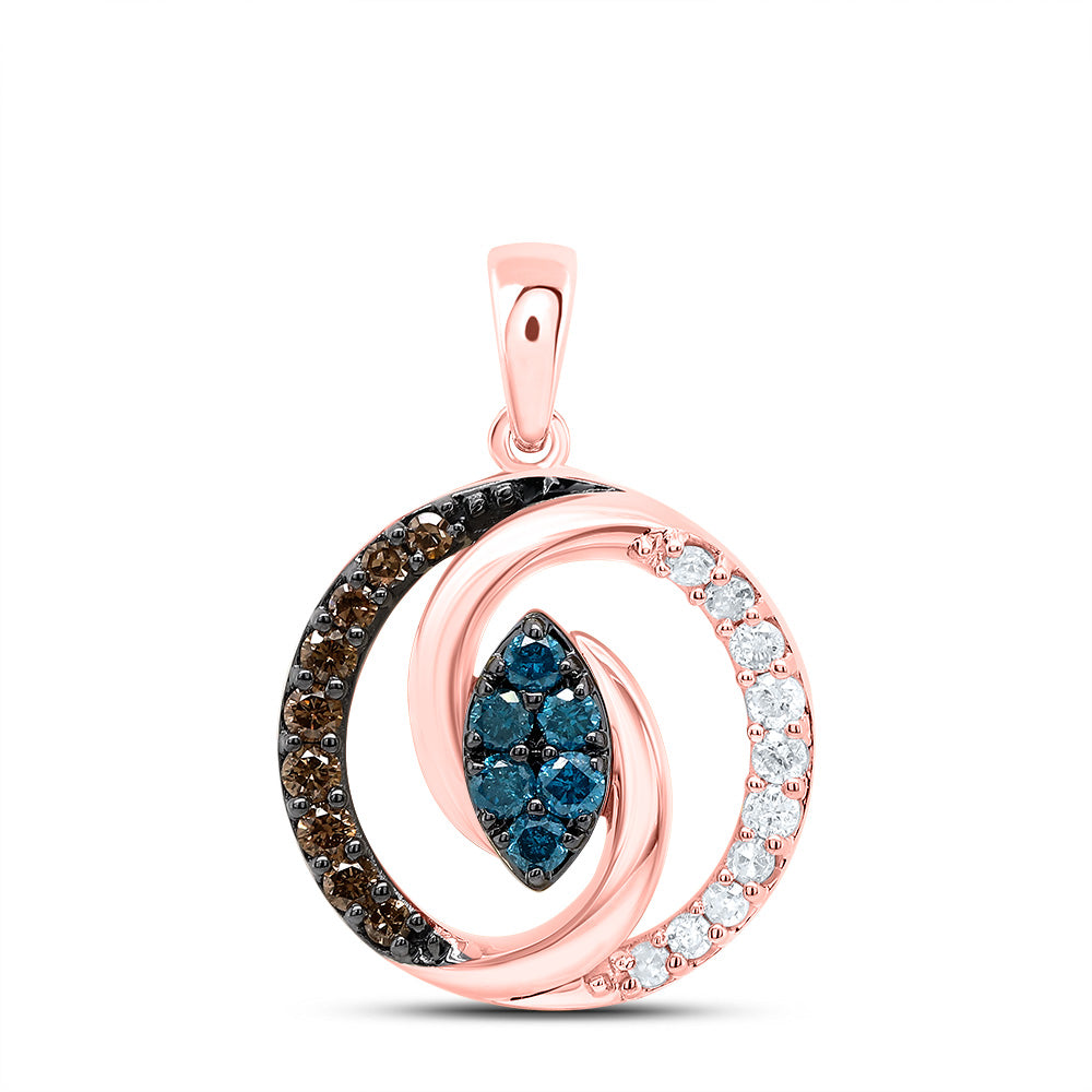 1/3CTW-DIA P1 GIFT COGNAC NATURAL, BLUE-DIA ROUND PENDANT