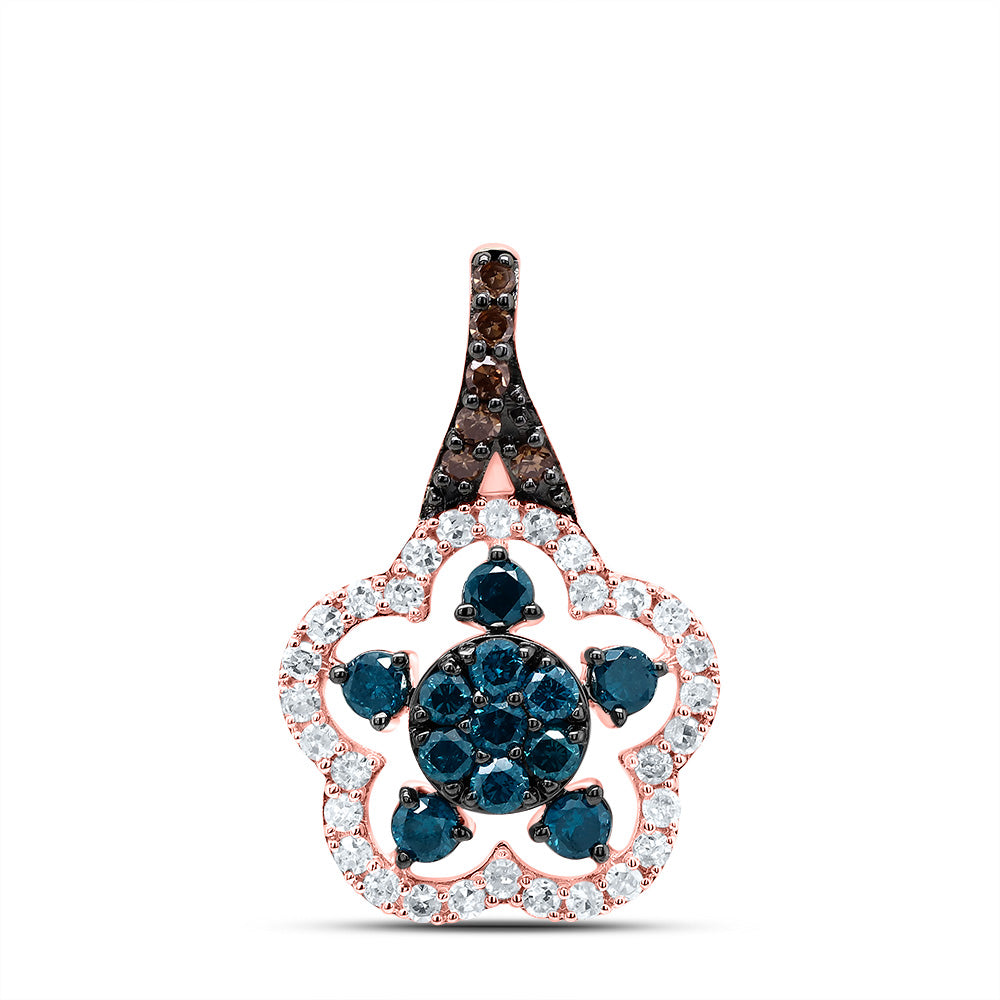 1/2CTW-DIA P1 GIFT COGNAC NATURAL, BLUE-DIA FLOWER PENDANT